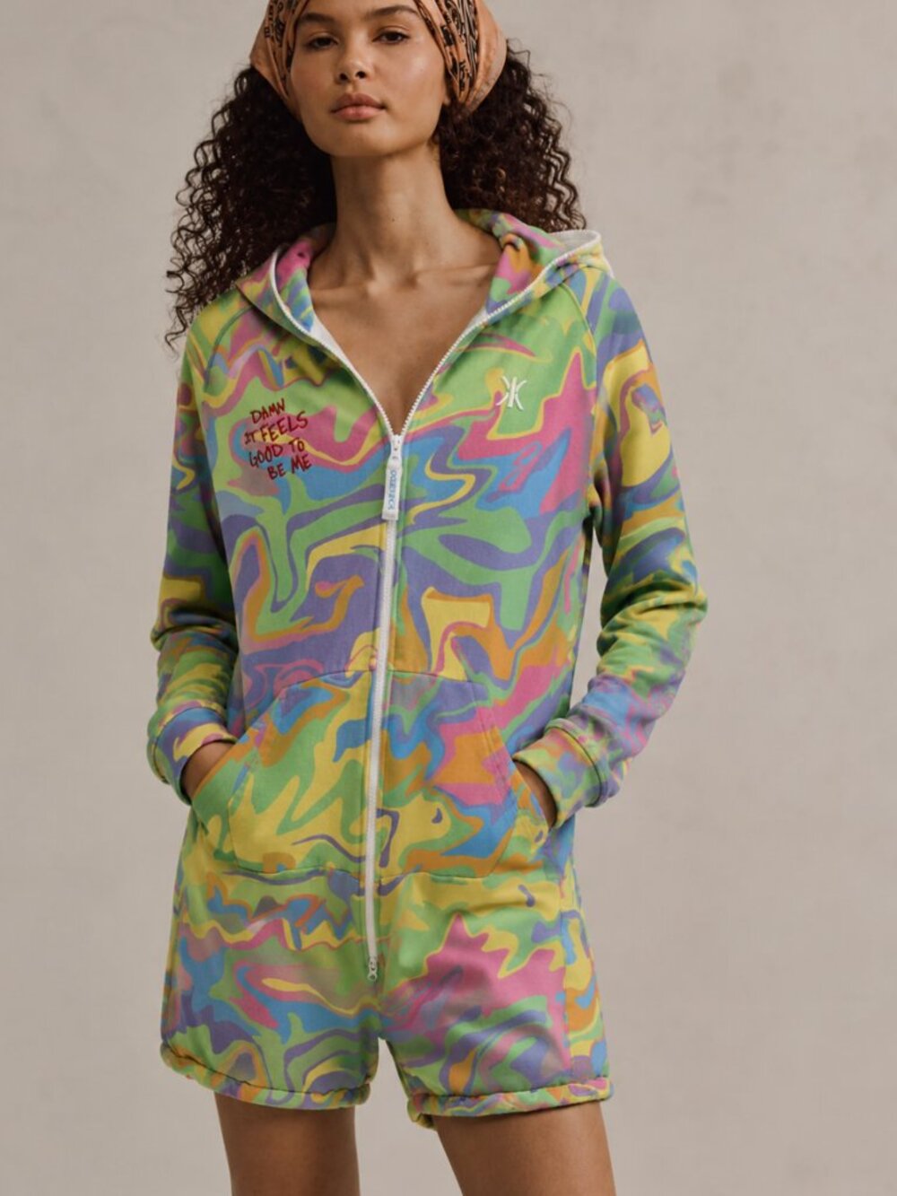 ONEPIECE "DAMN IT FEELS GOOD TO BE ME" PSYCHEDELIC HOODIE ONESIE
